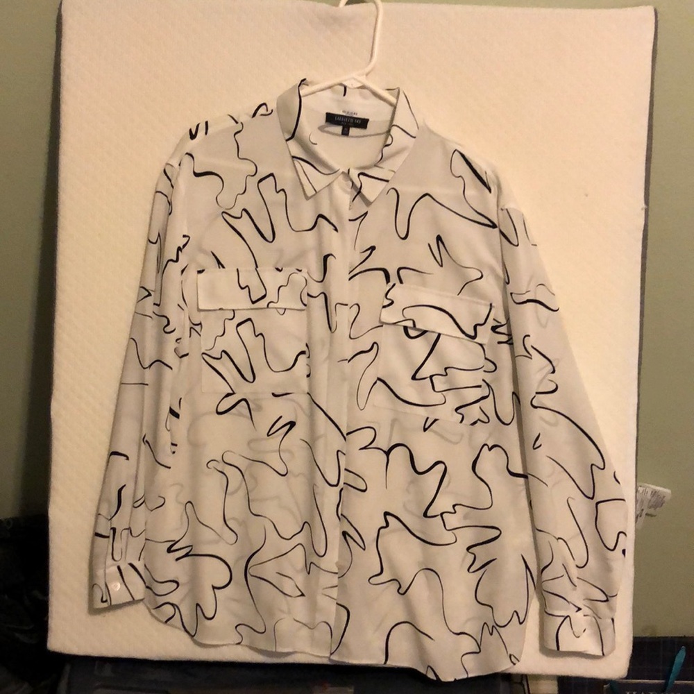 Lafayette 148 New York White and Black Blouse